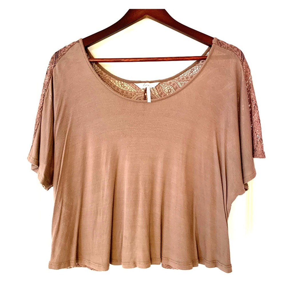 Beige Flowy Top with See-through Back